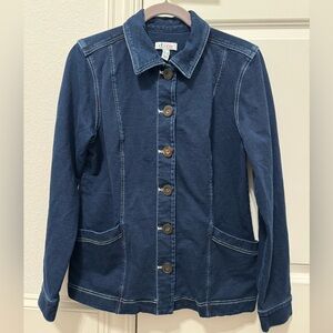 Denim & Co. Knit Denim Jacket Size Small Button Front
